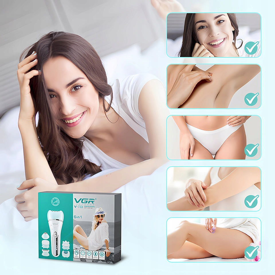 EPILATOR FOR WOMEN SHAVER WOMEN'S LEG ARMPIT BIKINI BODY SCRUB 6IN1 Manufacturer code ELEKTRYCZNA GOLARKA DAMSKA DEPILATOR PORĘCZNA