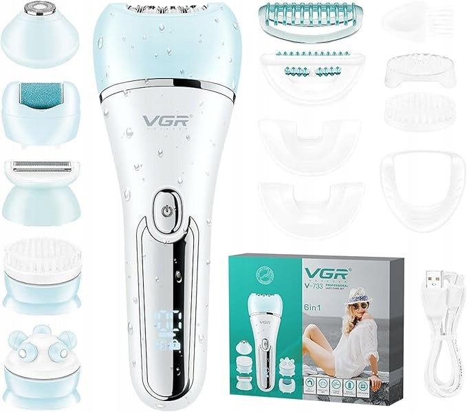 EPILATOR FOR WOMEN SHAVER WOMEN'S LEG ARMPIT BIKINI BODY SCRUB 6IN1