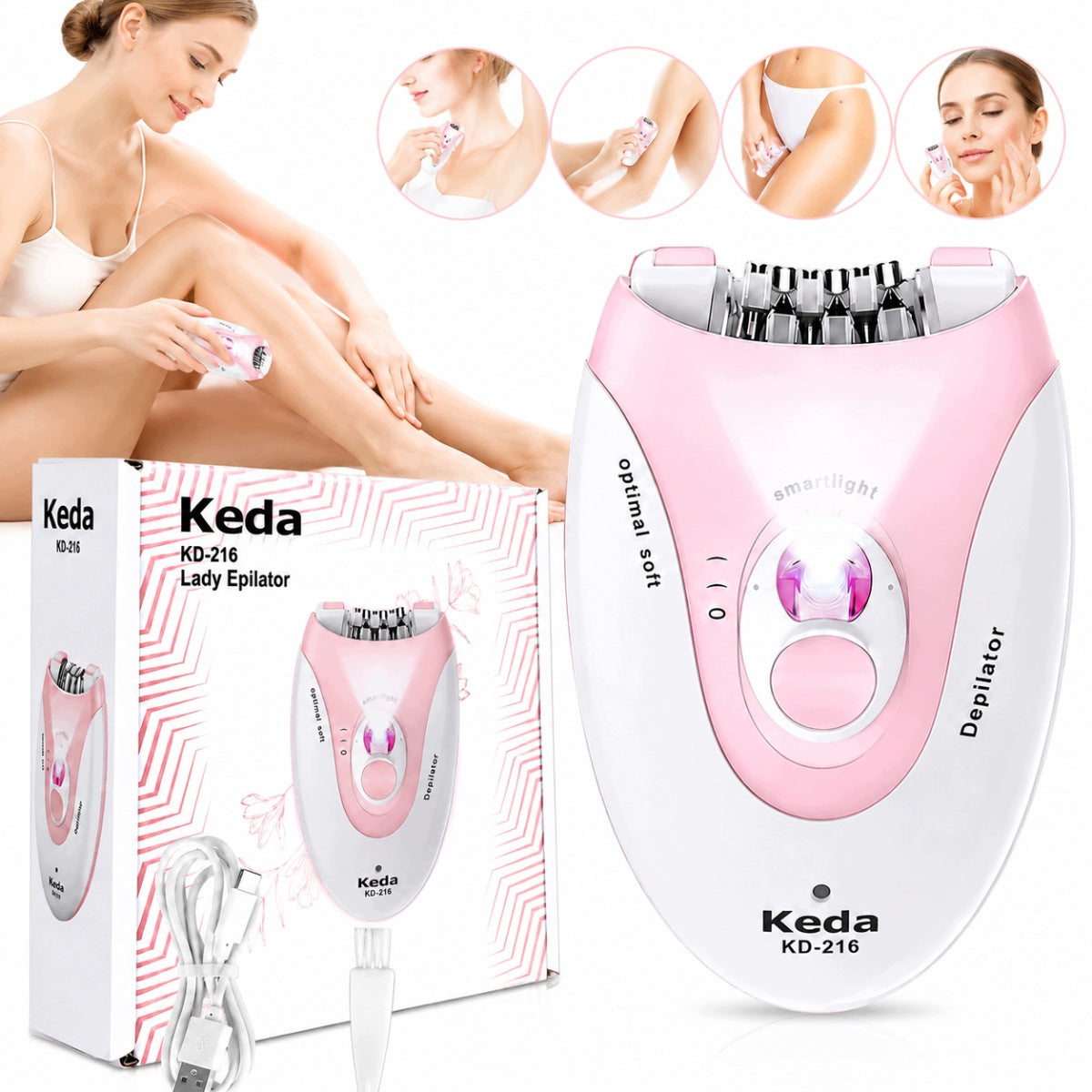 EPILATOR FOR WOMEN SHAVER WOMEN USB FOR LEGS ARMPIT BIKINI BODY SCRUB