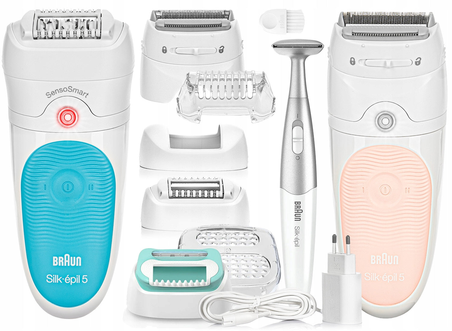 EPILATOR + SHAVER BRAUN Silk-epil 5 SensoSmart + CAPS + BIKINI TRIMMER Packaging status original