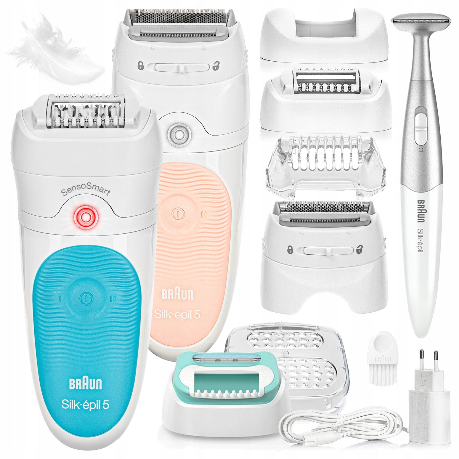 EPILATOR + SHAVER BRAUN Silk-epil 5 SensoSmart + CAPS + BIKINI TRIMMER