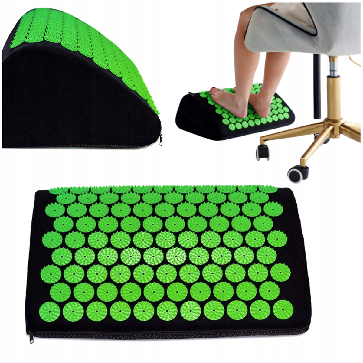 ERGONOMIC ACUPRESSURE FOOTREST COMFORTABLE 46CM GREEN AKUMATA