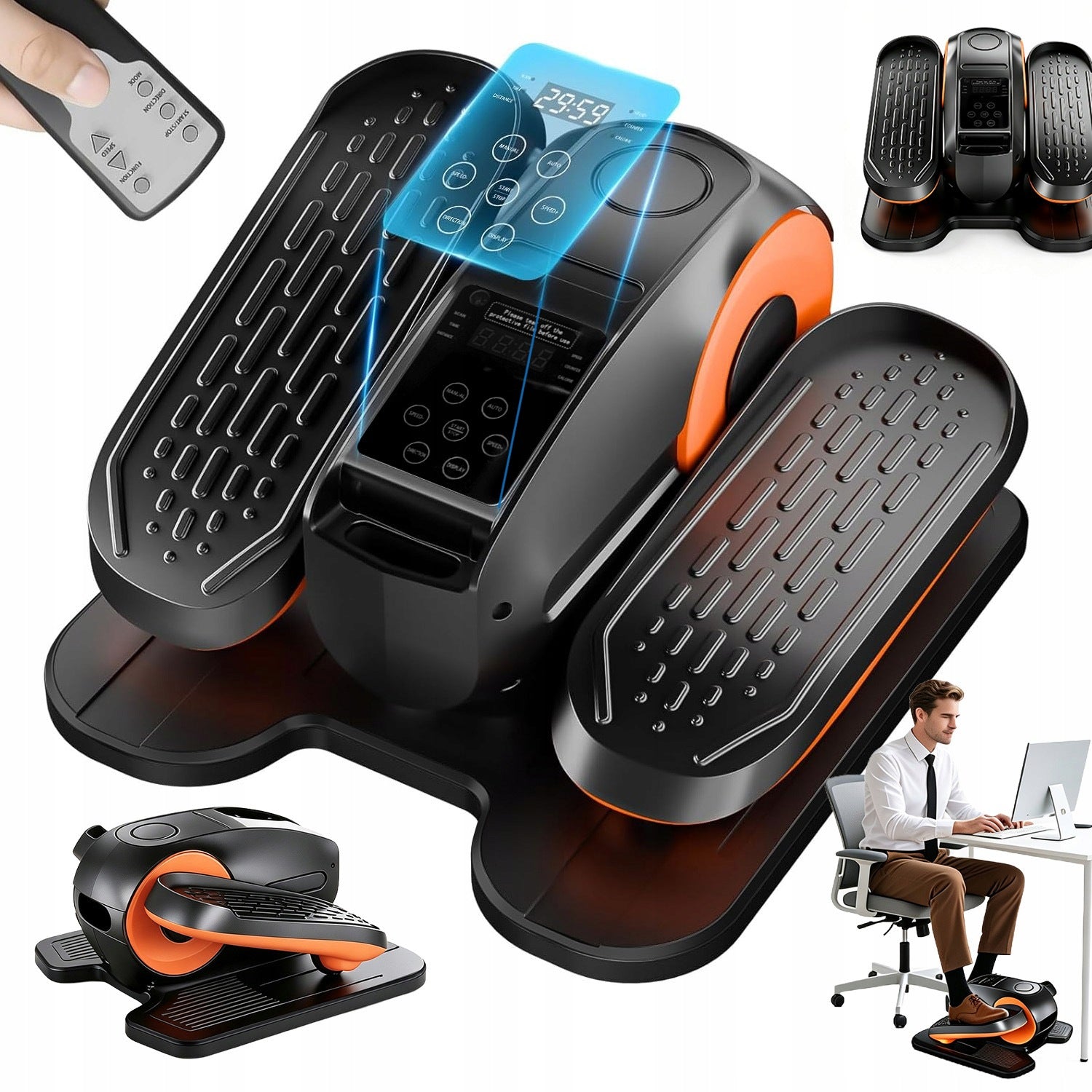 ERGONOMIC MINI ELECTRIC ELLIPTICAL CROSS TRAINER 50W 12 LEVELS AUTO SILENT MODE