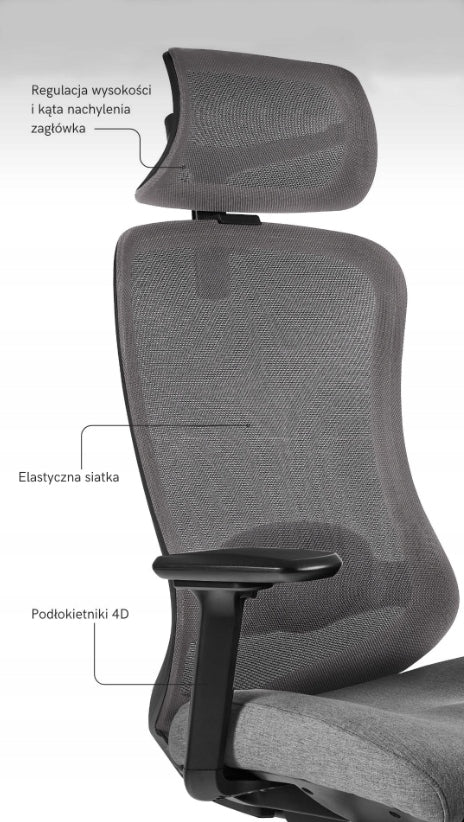 ERGONOMIC OFFICE CHAIR ADAPTA GREY A LOT OF ADJUSTMENT MEETS THE REQUIREMENTS OF HEALTH AND SAFETY Manufacturer code SK-6255H-CB-02-36