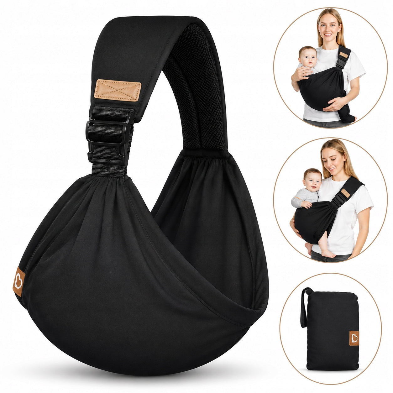 ERGONOMIC SIDE CARRIER FOR BABY LIGHT ADJUSTABLE BLACK