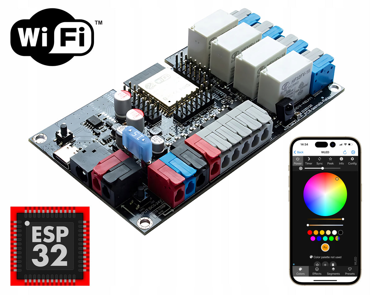 ESP32 WLED PWM Board 4x IR Relay Microphone Tasmota Home Assistant RPi
