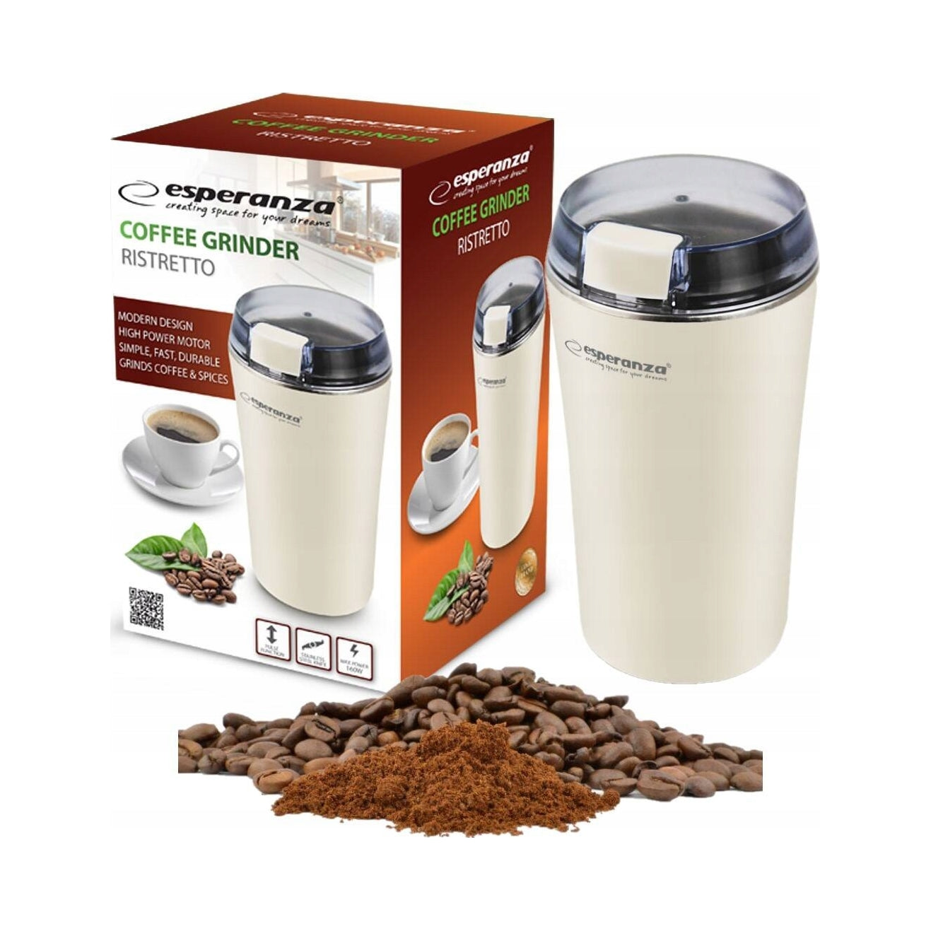 ESPERANZA COFFEE GRINDER RISTRETTO WHITE EKC008W