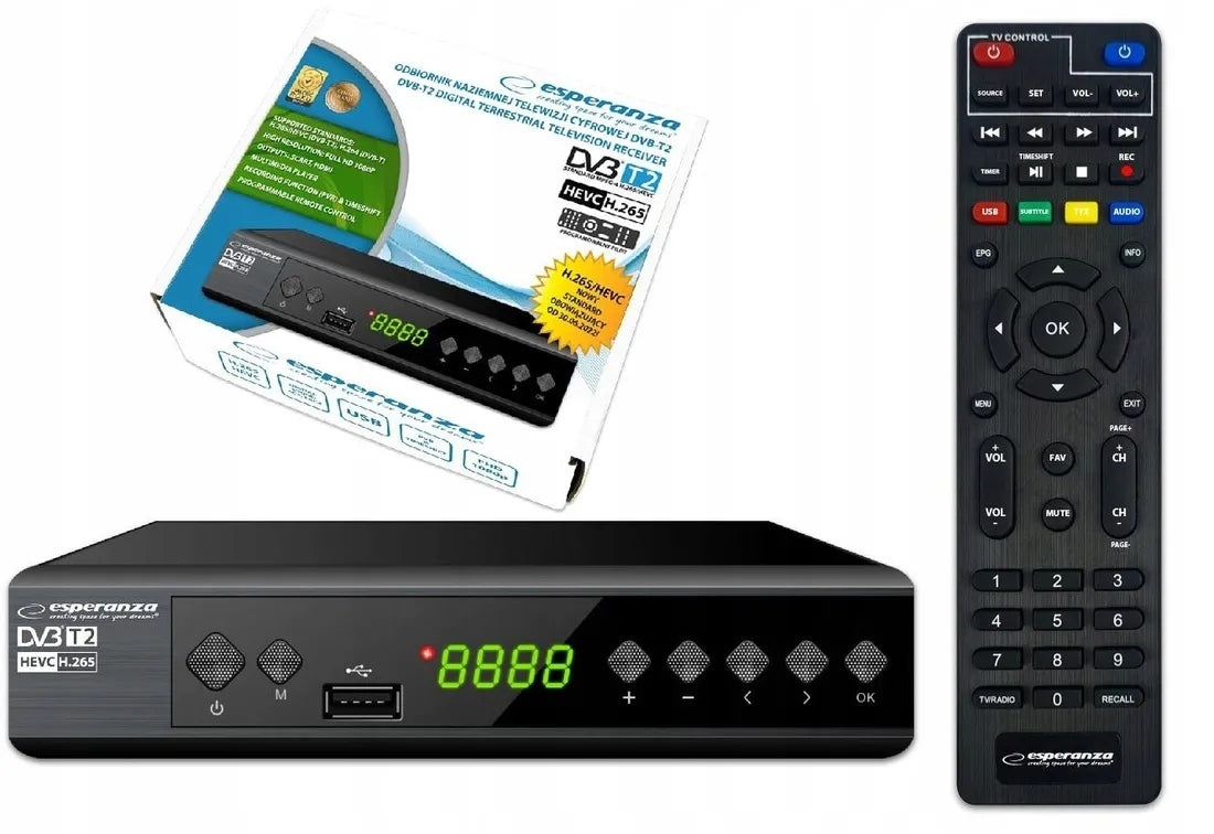 ESPERANZA EV111P DVB-T2 Digital Tuner H.265 HEVC HDMI SCART USB TV Set Top Box