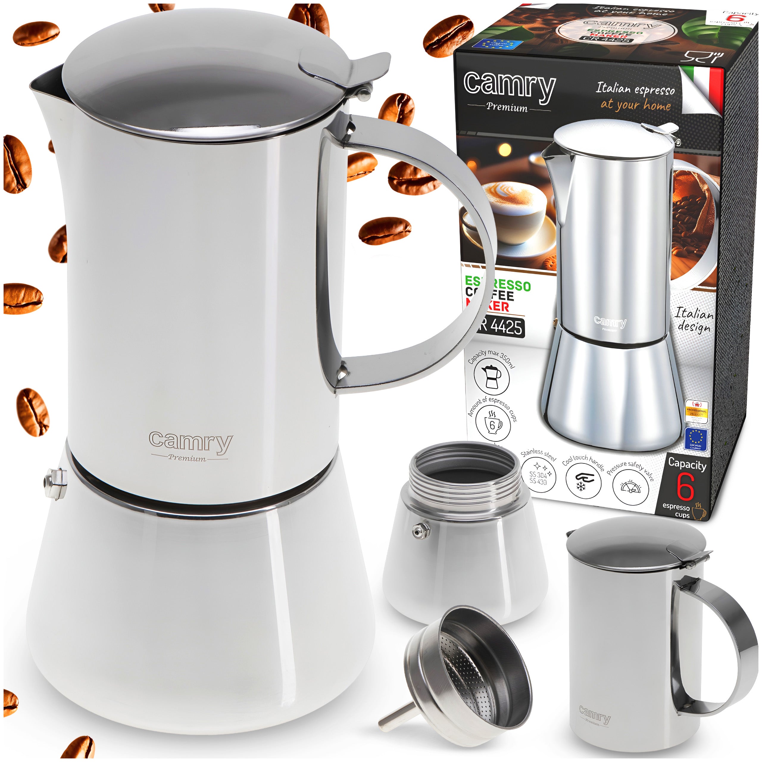ESPRESSO COFFEE MAKER INFUSER INDUCTION GAS STAINLESS STEEL 350 ML