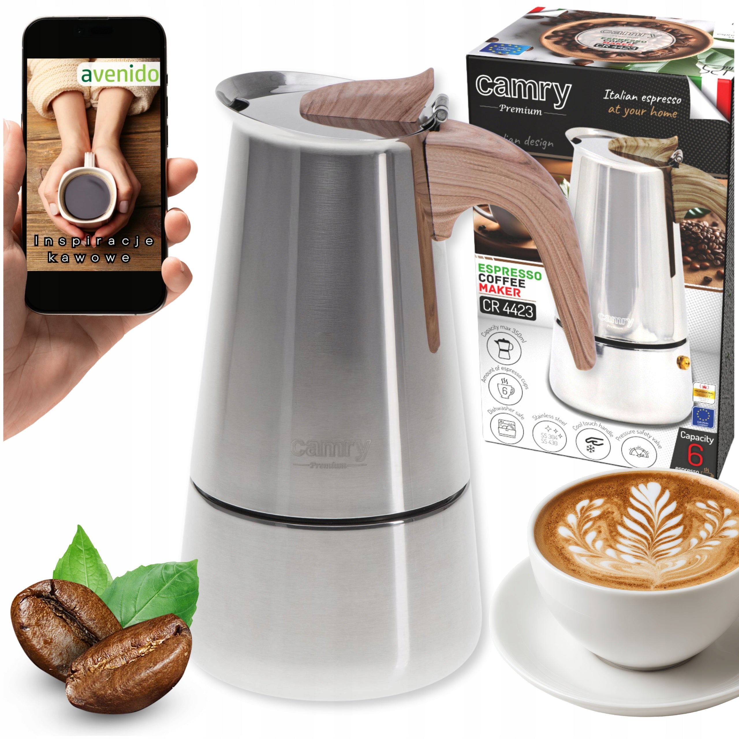 ESPRESSO COFFEE MAKER Works on Induction Steel Gas 350ml