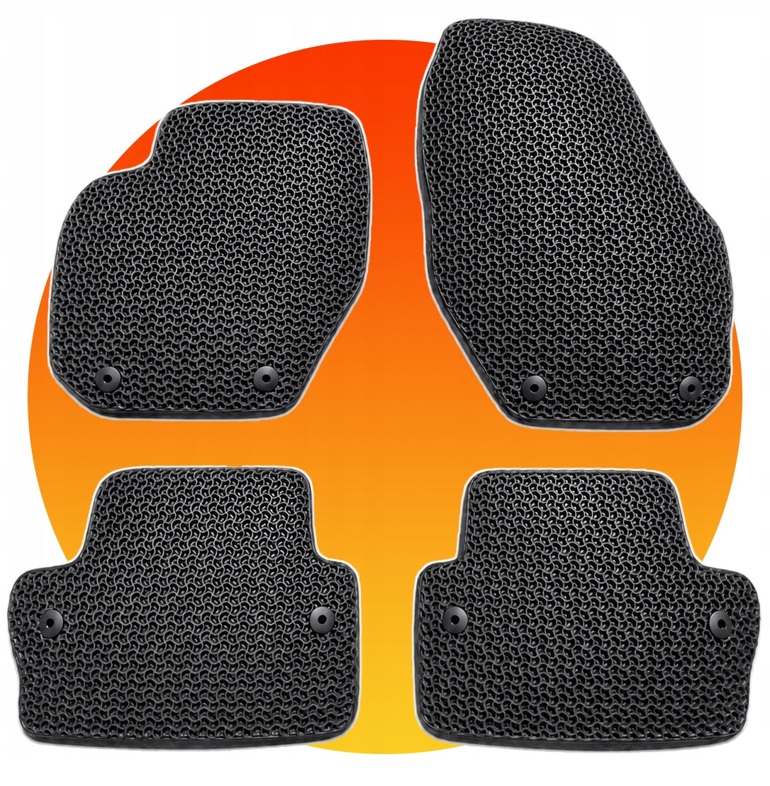 EVA Car Rugs – Thick, Black, Customized, WAVE PATTERN, Charm Leather