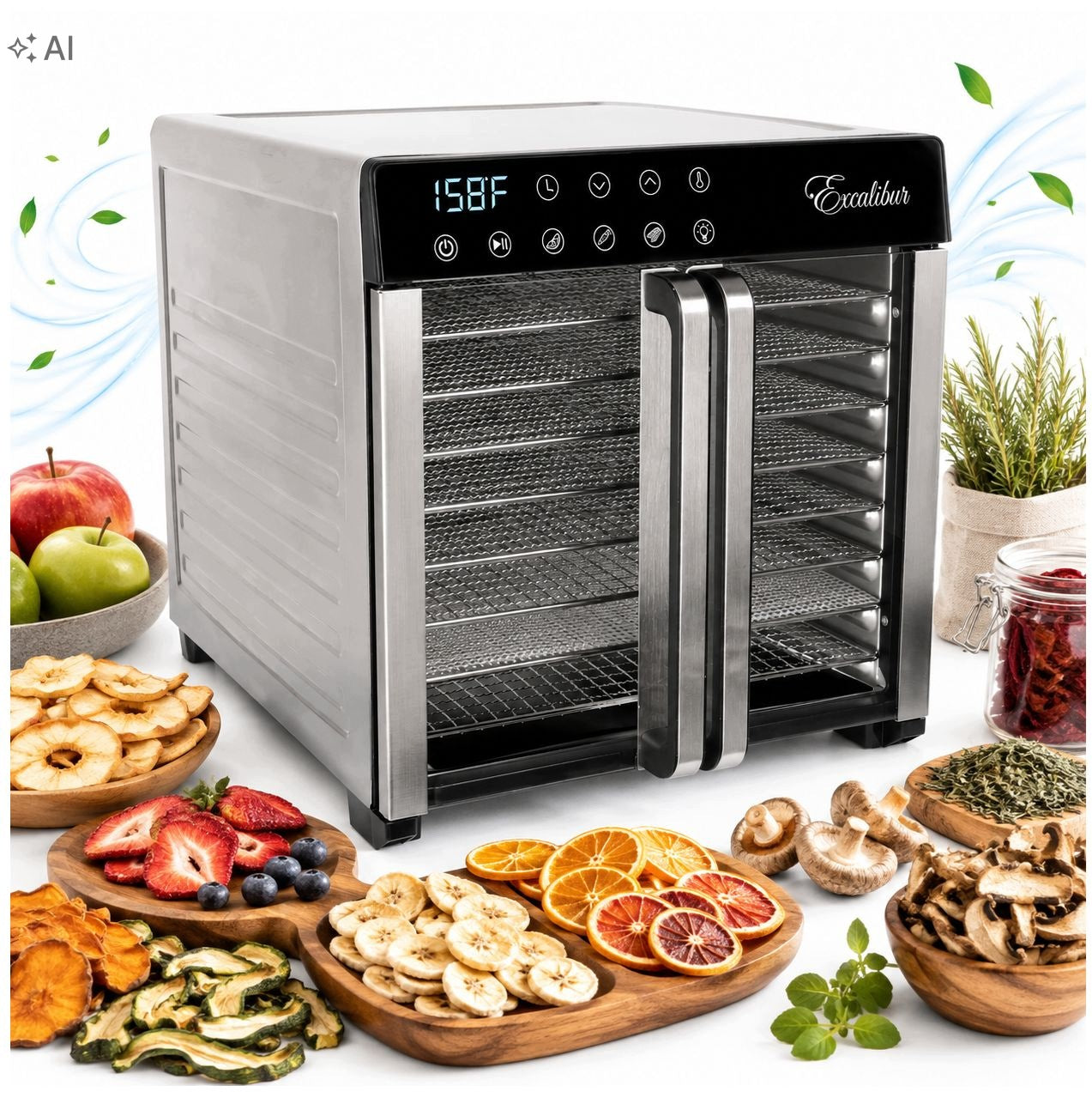EXCALIBUR Food Dryer 8 Trays Steel Sieves Digital Dehydrator