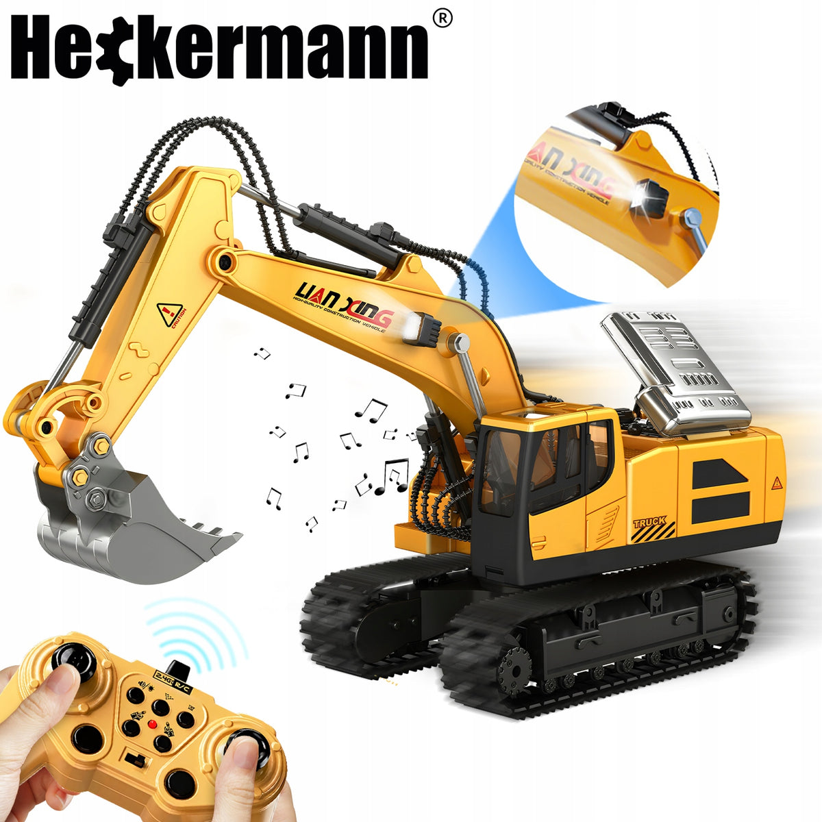 EXCAVATOR REMOTE CONTROLLED GIFT TOY FOR CHILDREN LARGE BULLDOZER PILOT RC Brand Heckermann