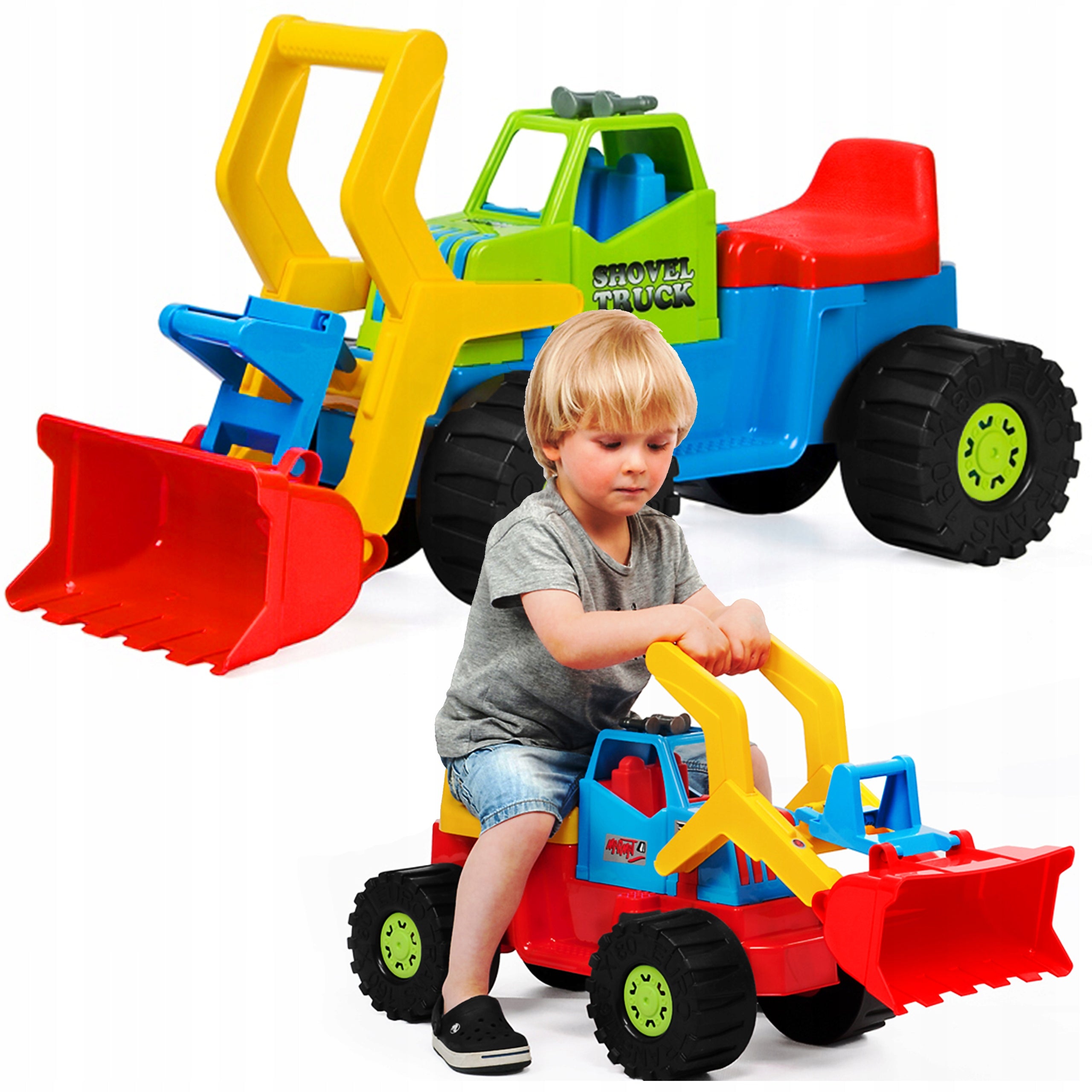 EXCAVATOR RIDER LARGE TOY LARGE WHEELS CAR Movable Spoon FOR KIDS
