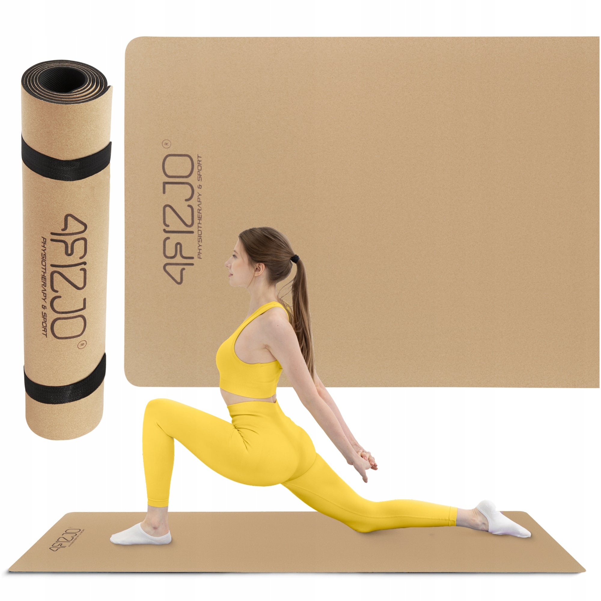 EXERCISE AND YOGA MAT NON-SLIP CORK FITNESS TRAINING NATURAL