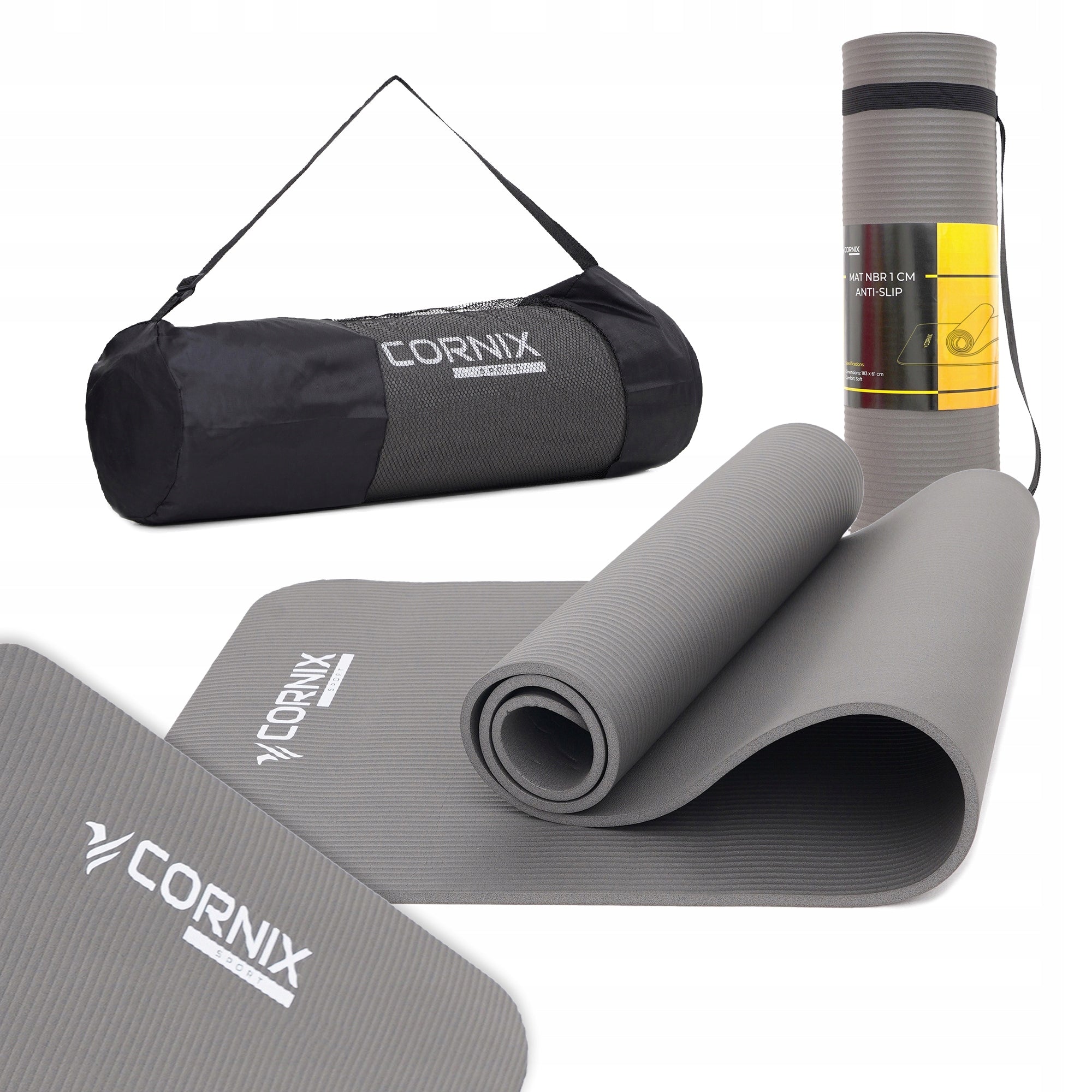 EXERCISE MAT 1cm CORNIX NBR THICK NON-SLIP YOGA FITNESS COVER