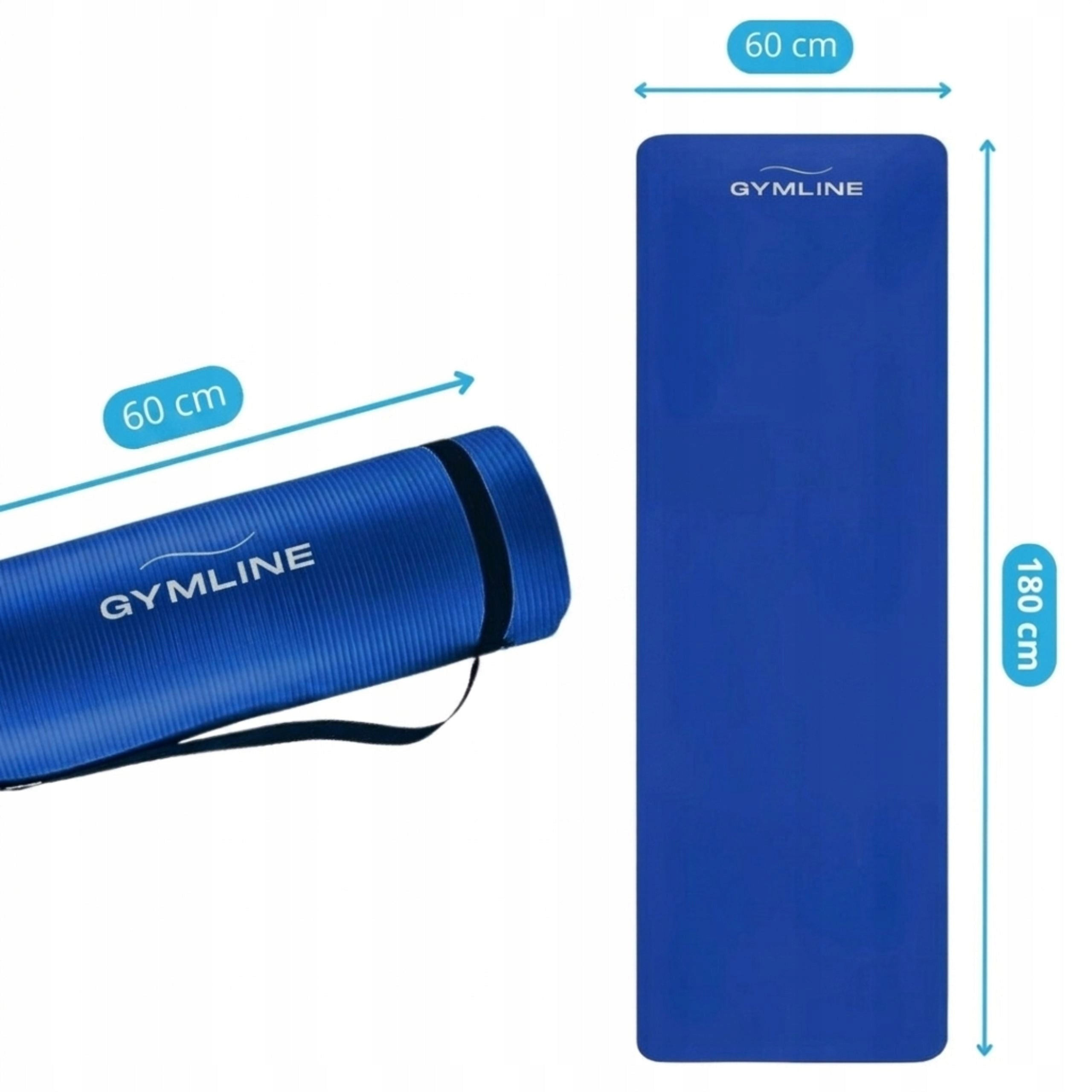 EXERCISE MAT BLUE 180x60 cm NBR 1,5 cm FOR YOGA FITNESS GYMNASTIC Packaging status original