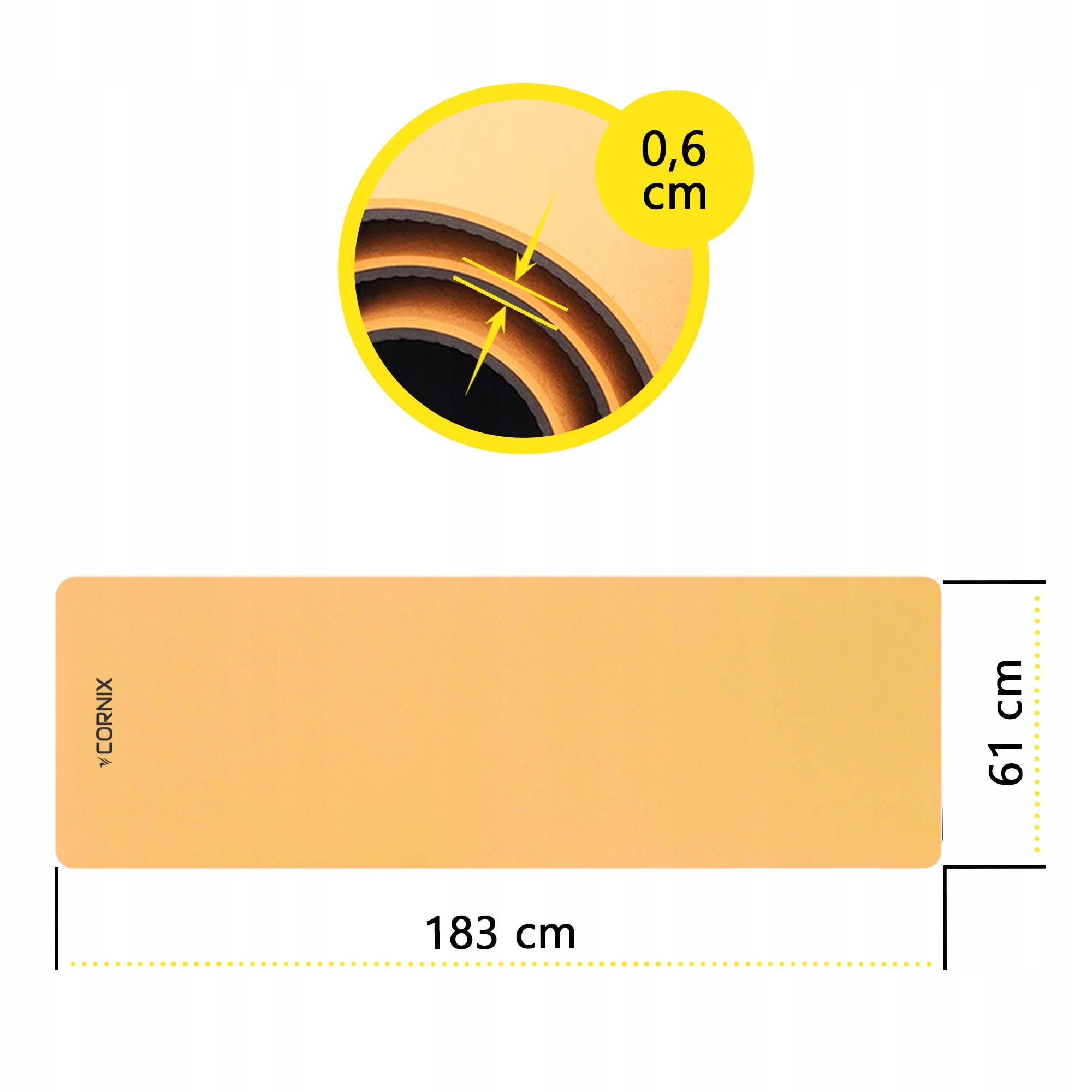 EXERCISE MAT CORNIX TPE 6mm NON-SLIP + FITNESS PILATES COVER Packaging status original