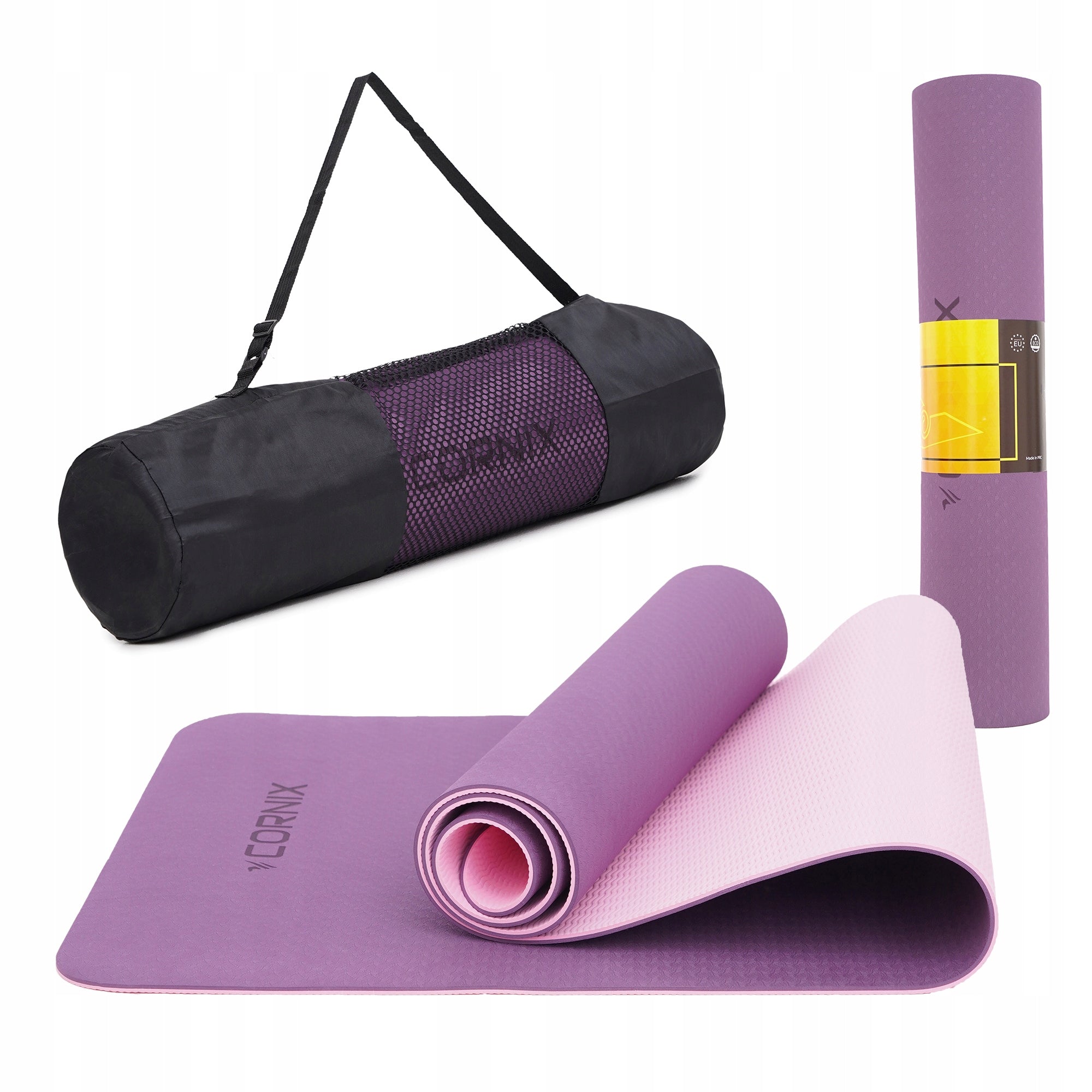 EXERCISE MAT CORNIX TPE 6mm NON-SLIP + FITNESS YOGA COVER Packaging status original