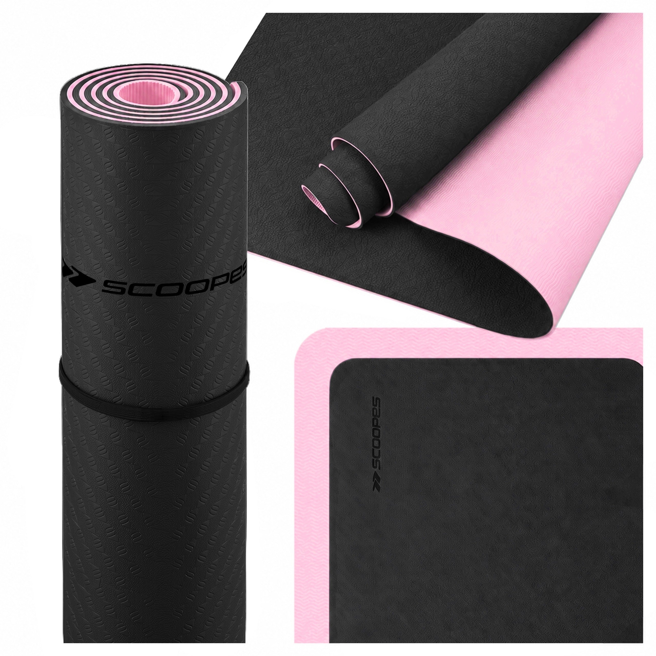 EXERCISE MAT NON-SLIP YOGA FITNESS TPE 6 MM SOFT LARGE 183x61 CM