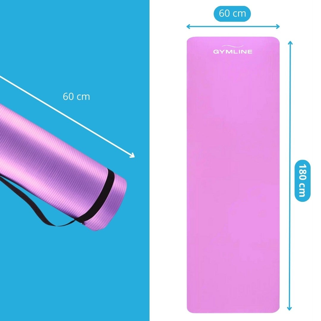 EXERCISE MAT PINK 180x60 cm NBR 1,5 cm FOR YOGA FITNESS GYMNASTIC Manufacturer code 9819
