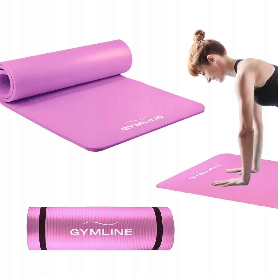 EXERCISE MAT PINK 180x60 cm NBR 1,5 cm FOR YOGA FITNESS GYMNASTIC