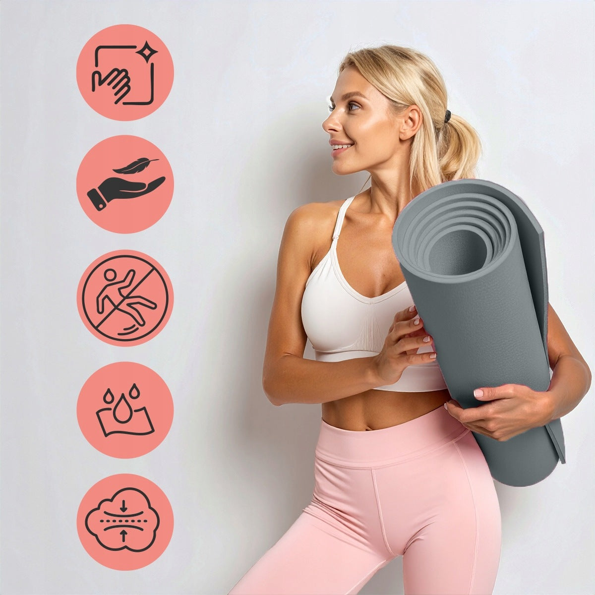 EXERCISE MAT YOGA FITNESS SOFT THICK 1,5 CM NBR MAT LARGE FIT.ME Manufacturer code FM388