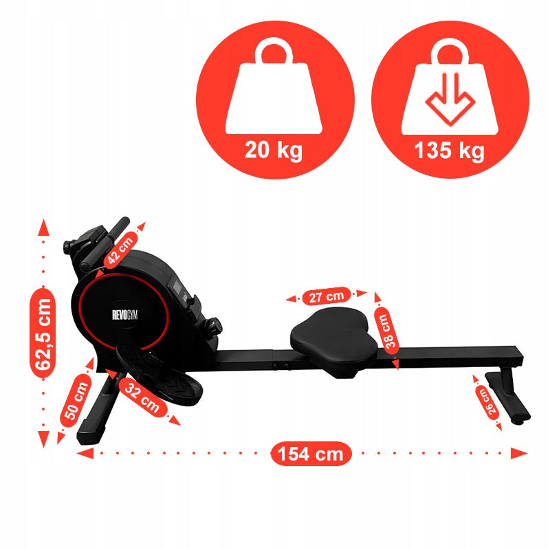 EXERCISE ROWING MACHINE ERGOMETER MAGNETIC RESISTANCE 5 KG ROWING MACHINE LCD Manufacturer code LS13
