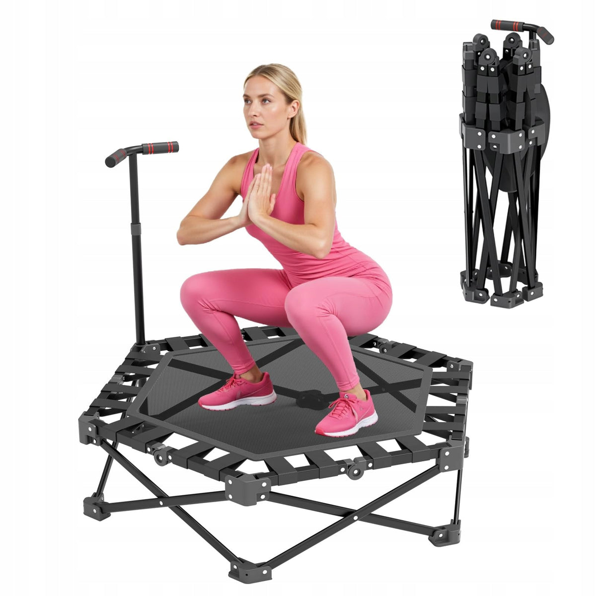 EXERCISE TRAMPOLINE WITH ADJUSTABLE HANDLE 106 CM