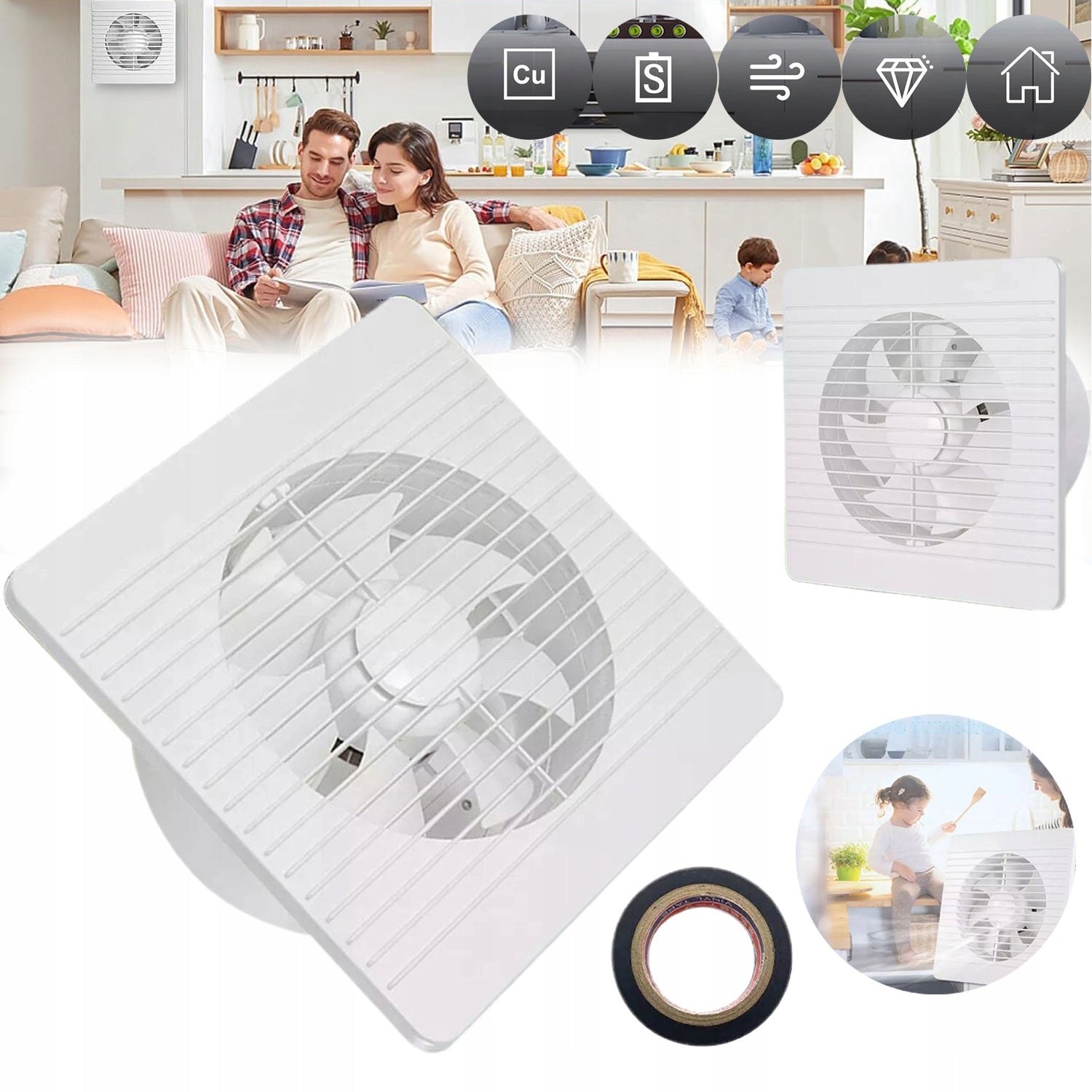 EXHAUST FAN 150MM WALL INDUSTRIAL QUIET OPERATION FOR KITCHEN, TOILET