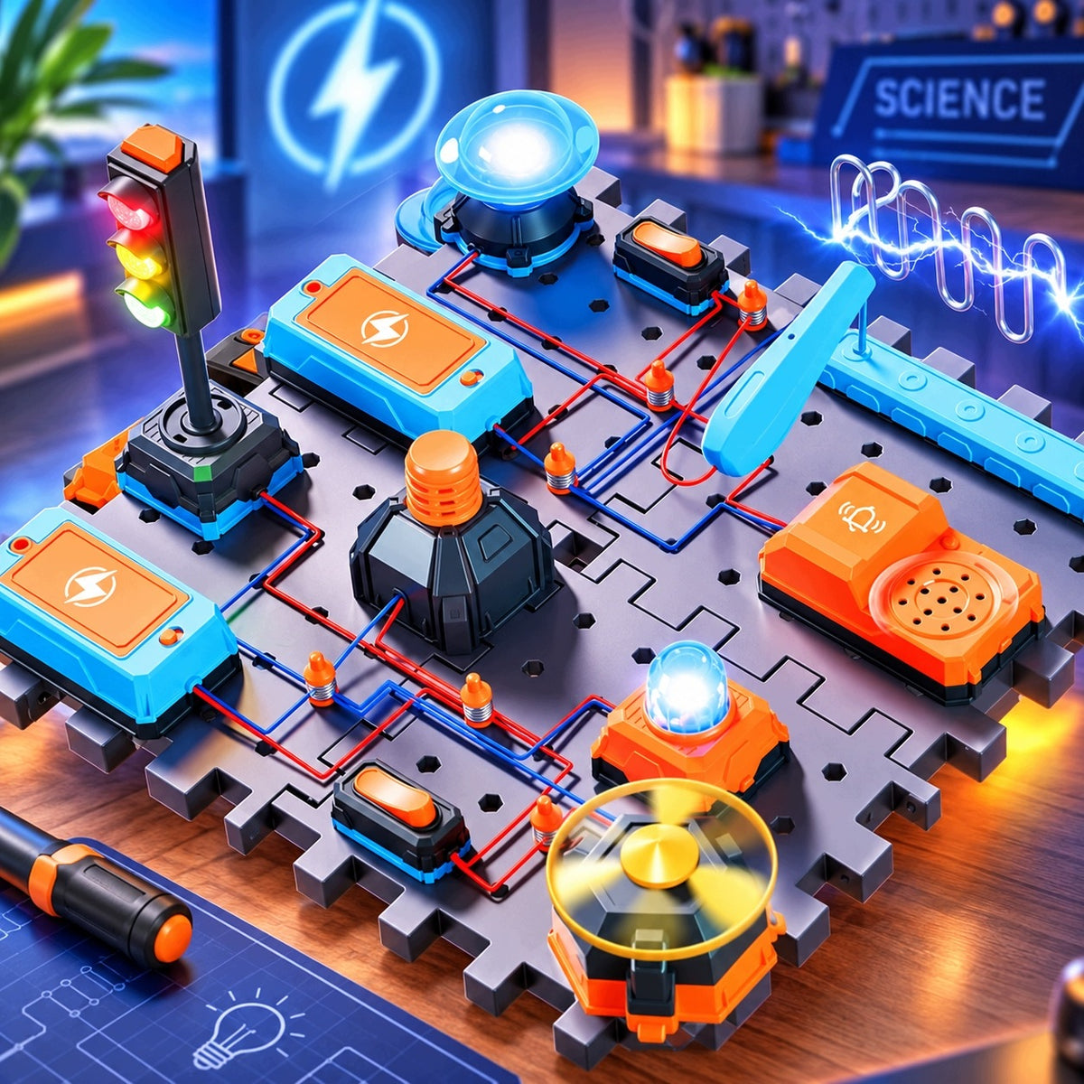 EXPERIMENTAL SET FOR CHILDREN ELECTRONICS SMALL ELECTRICIAN BELL WINDMILL XL Brand MALLE
