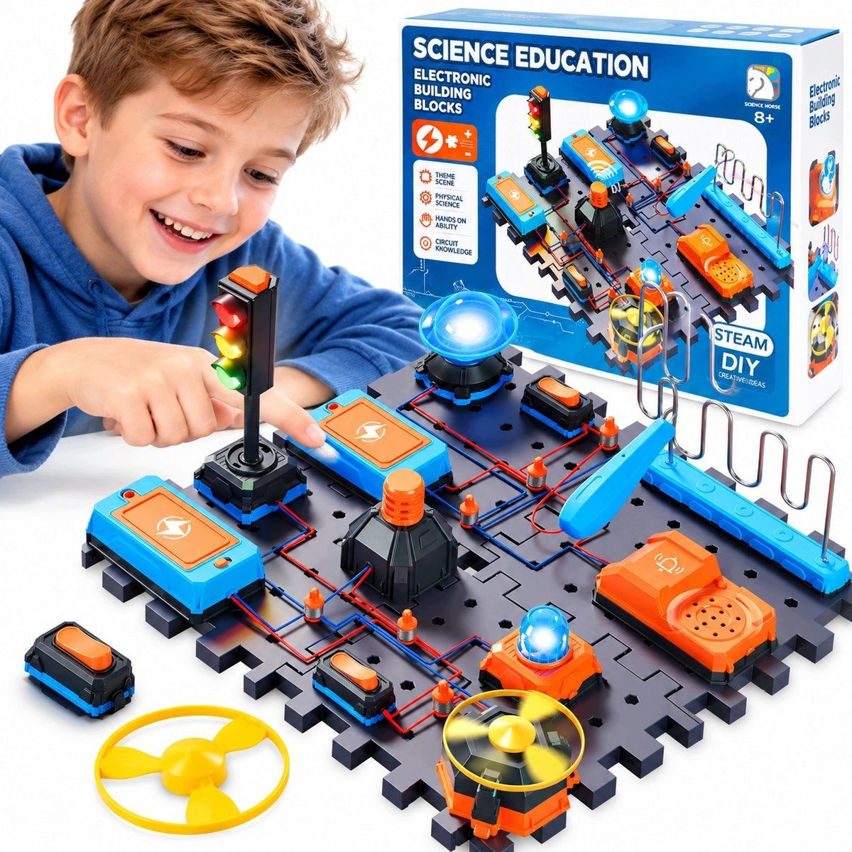 EXPERIMENTAL SET FOR CHILDREN ELECTRONICS SMALL ELECTRICIAN BELL WINDMILL XL