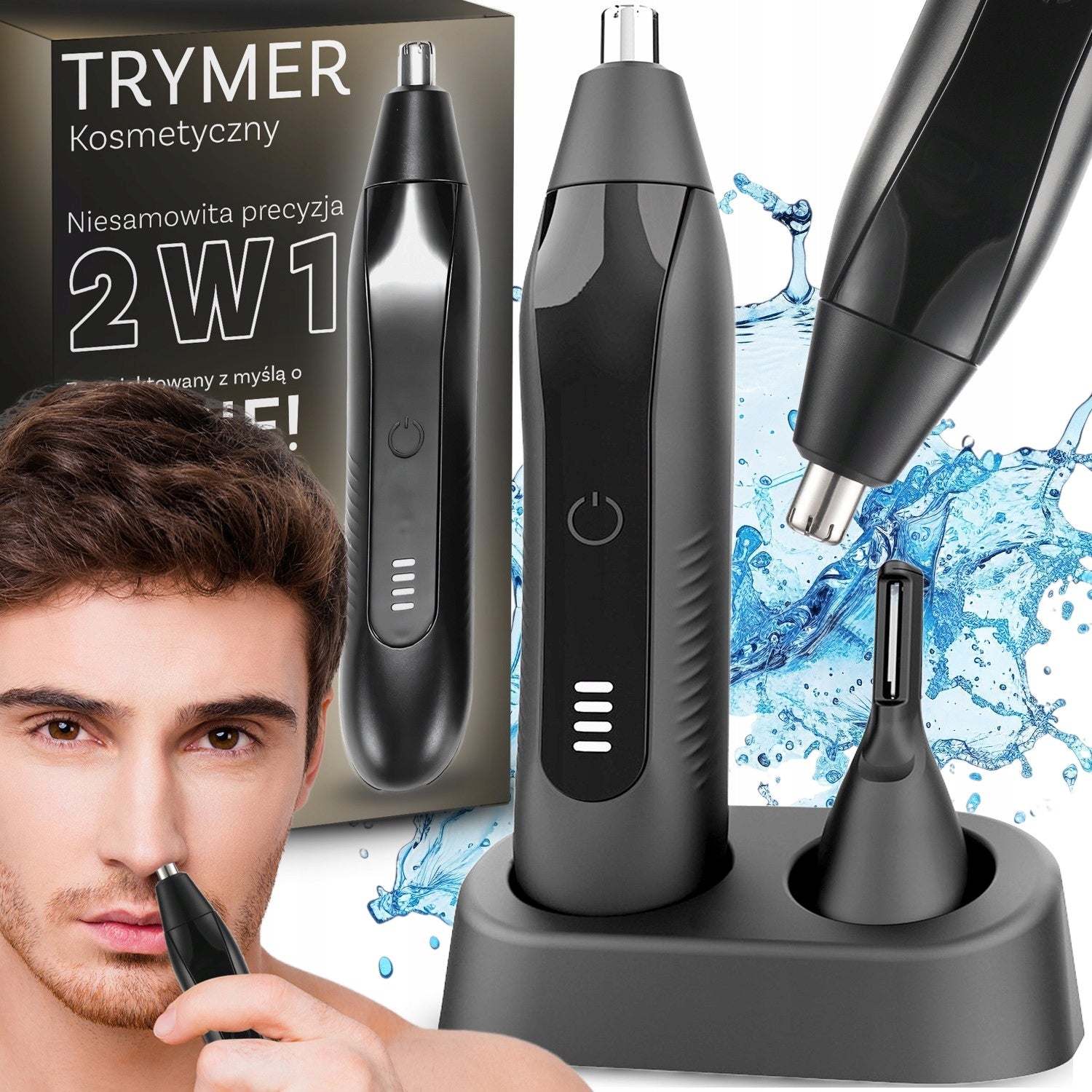 EYEBROW NOSE TRIMMER SHAVER 300mAh SHAVING BEARD HAIR + 2X HEADS