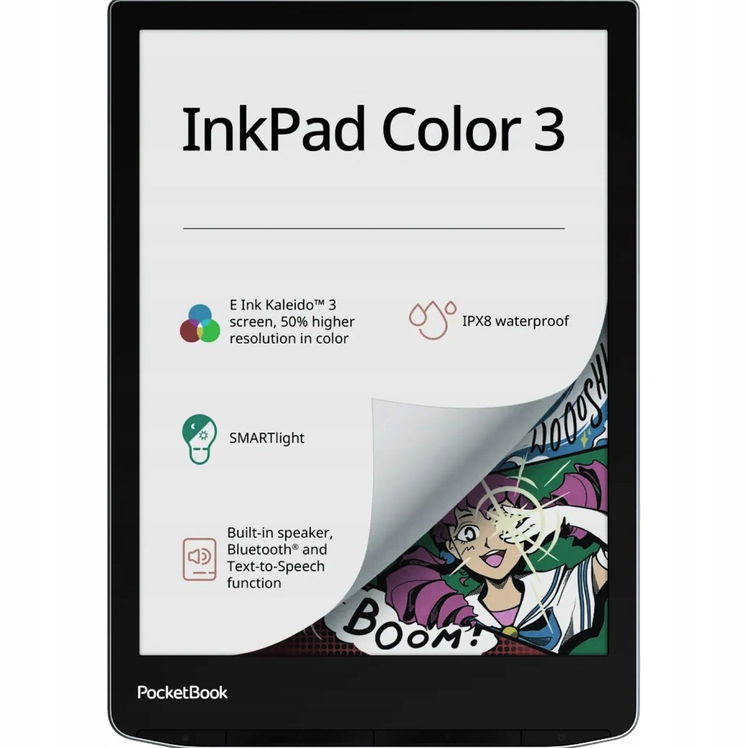 Ebook Tablet PocketBook InkPad Color 3 E Ink 32GB 7,8 Cali Speaker