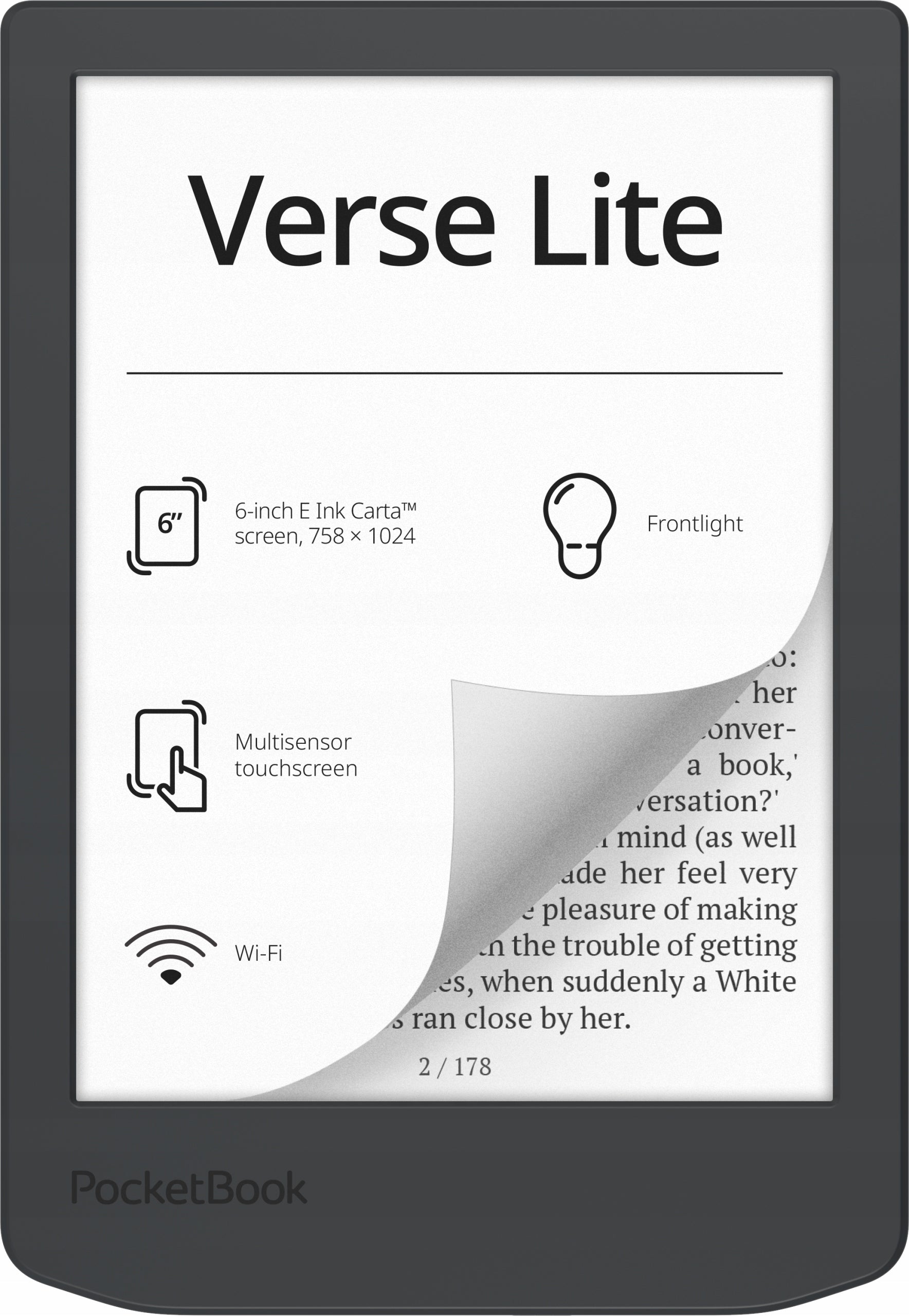 Ebook Tablet PocketBook Verse Lite (619) 8 GB 6 Cali Black Grey Packaging status original