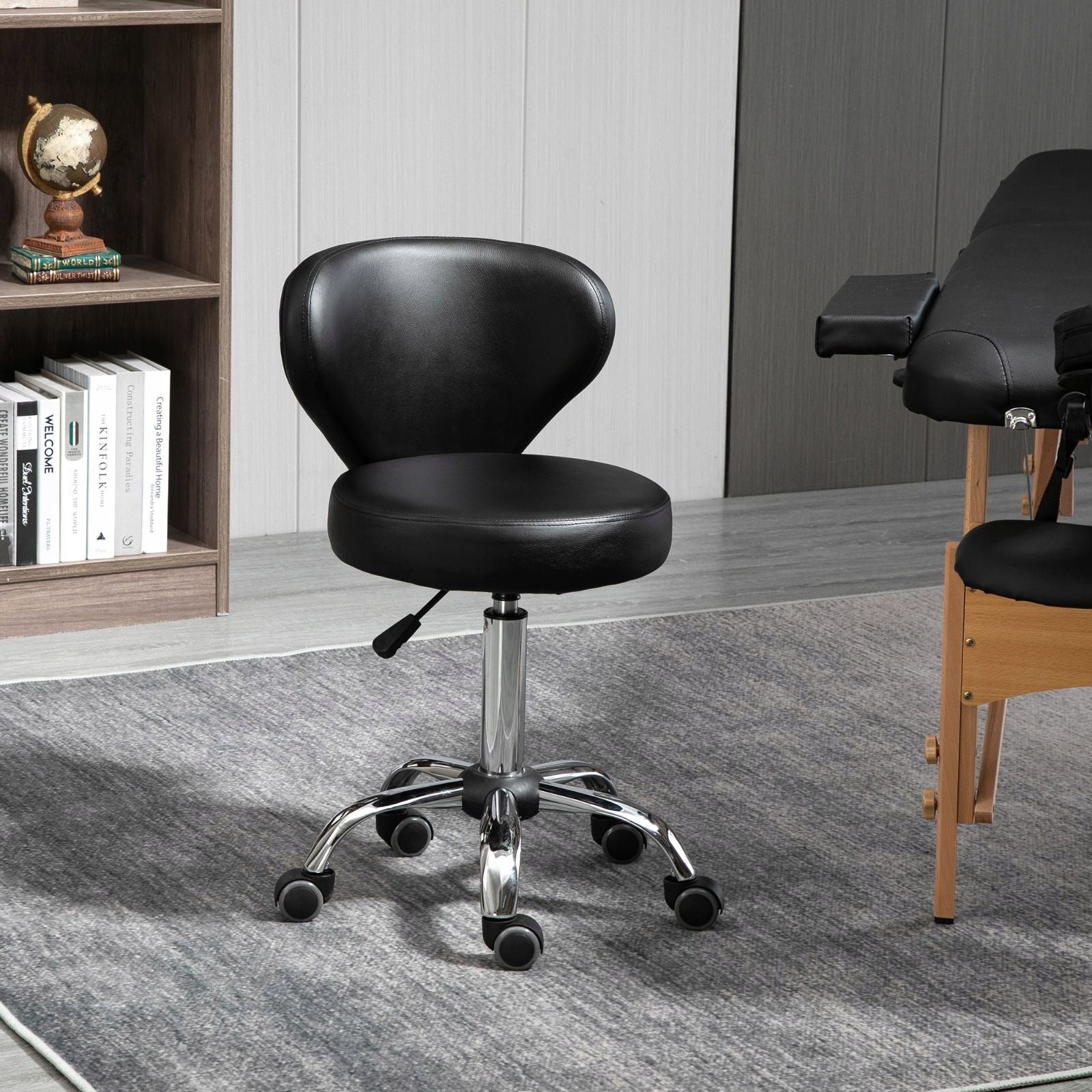 Eco leather lounge stool, height adjustment, 120 kg, black Model 1