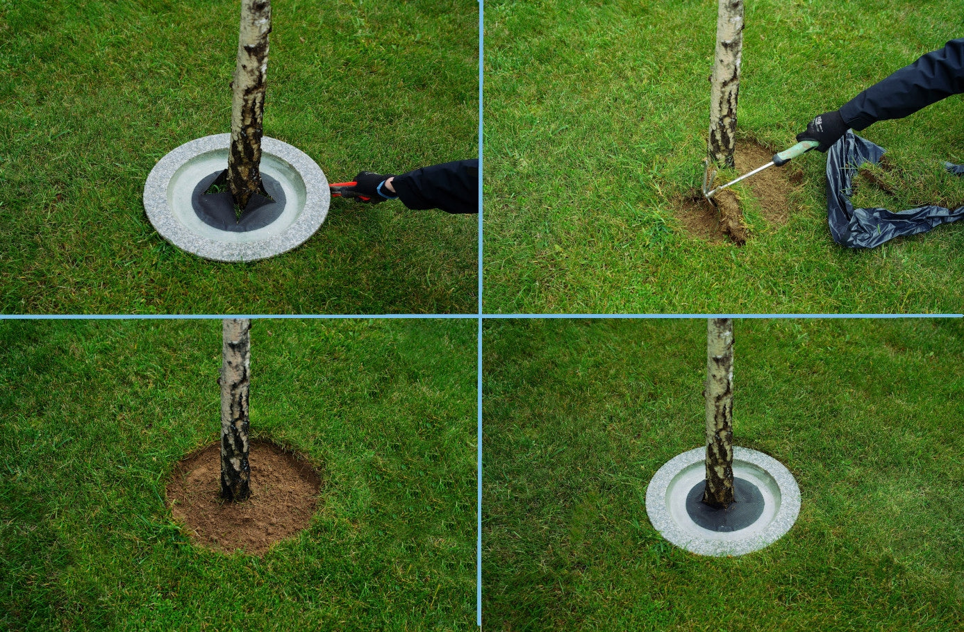 Edges for trees and shrubs innoVal, grey granite with a diameter of 50cm. Length 40 cm