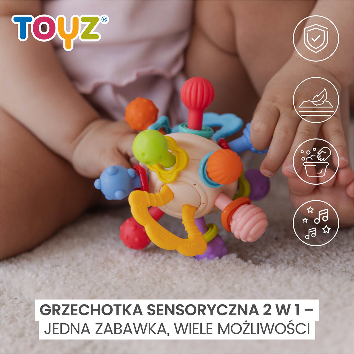 Educational 2in1 Baby Rattle and Teether Teething Toyz Packaging status original