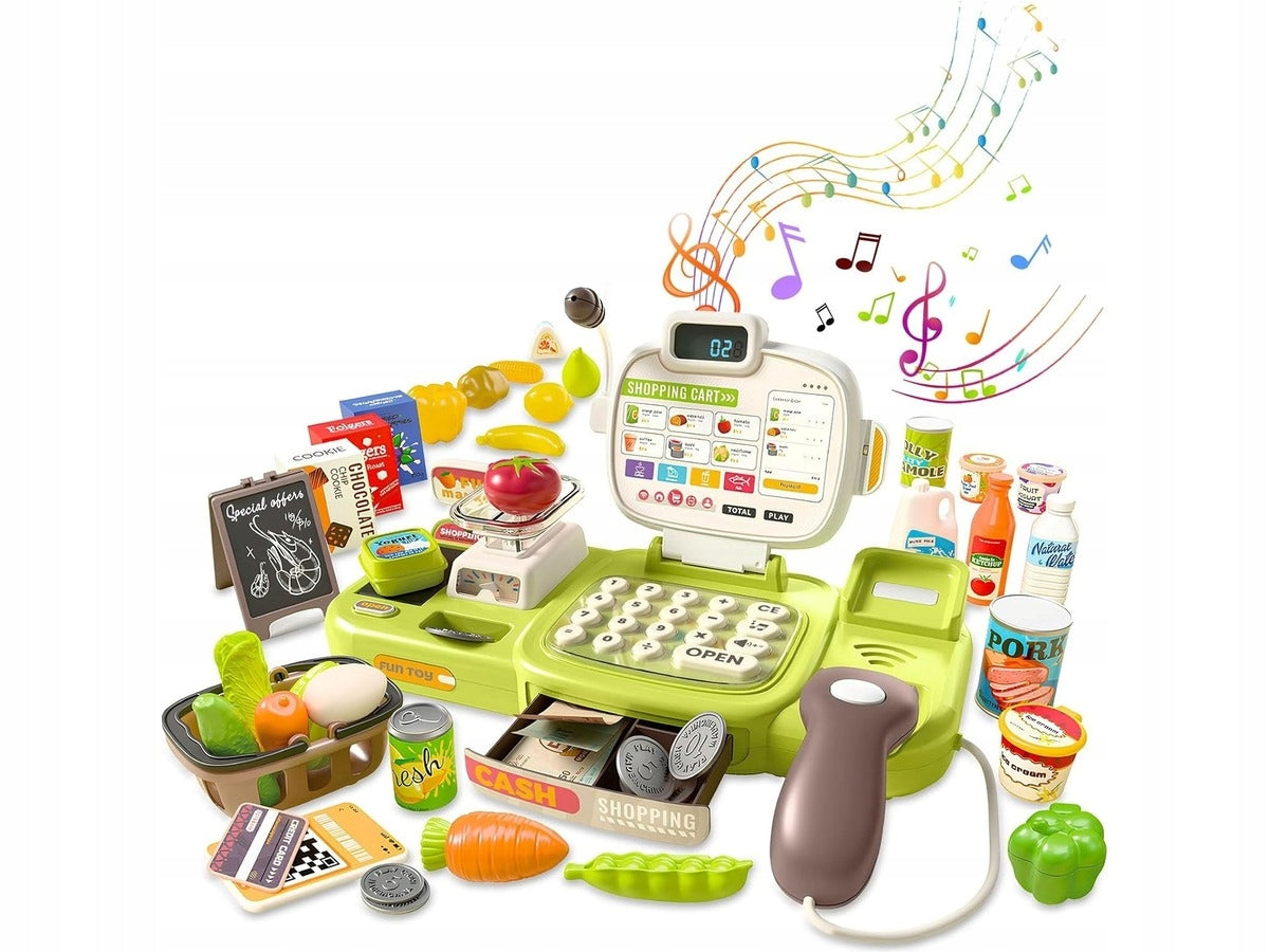 Educational Cash Register Fiscal Shop Microphone Weight Basket Code Reader 30 El. Manufacturer code 889-311 ZW