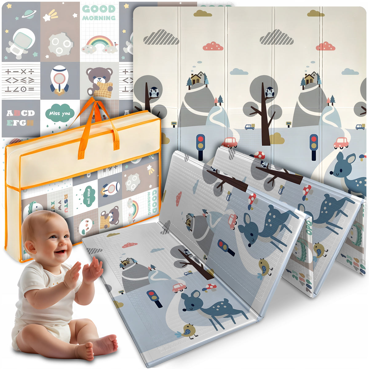 Educational Foam Mat Folding for Children Double Sided 200x180 XPE Foam