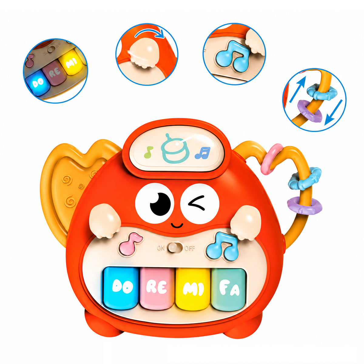 Educational Interactive Musical Toy Crab Piano Rattle Melodies Packaging status original