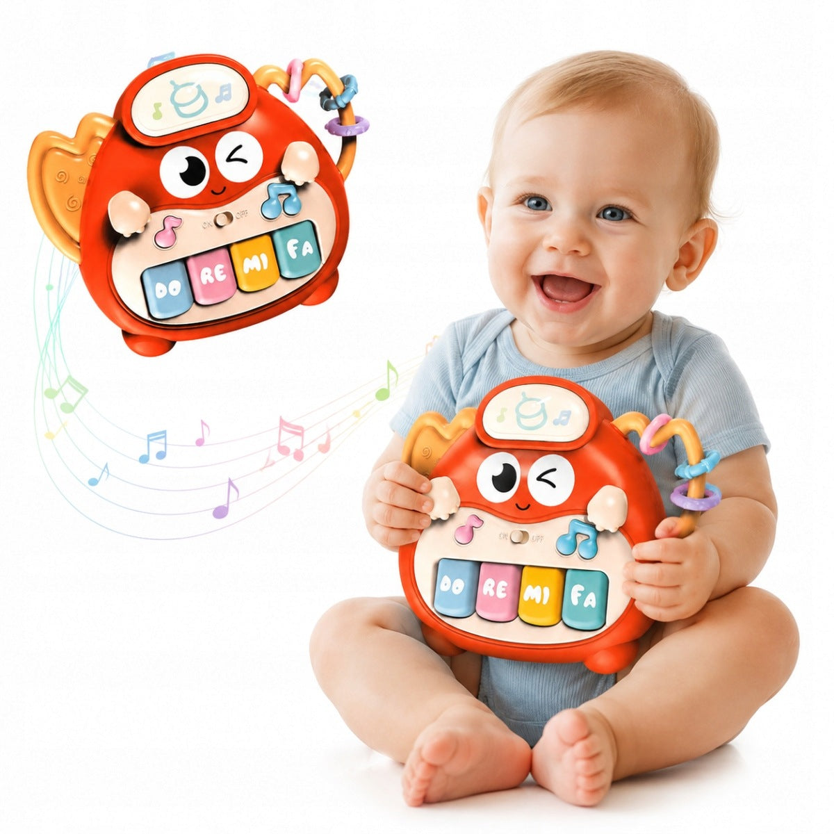 Educational Interactive Musical Toy Crab Piano Rattle Melodies