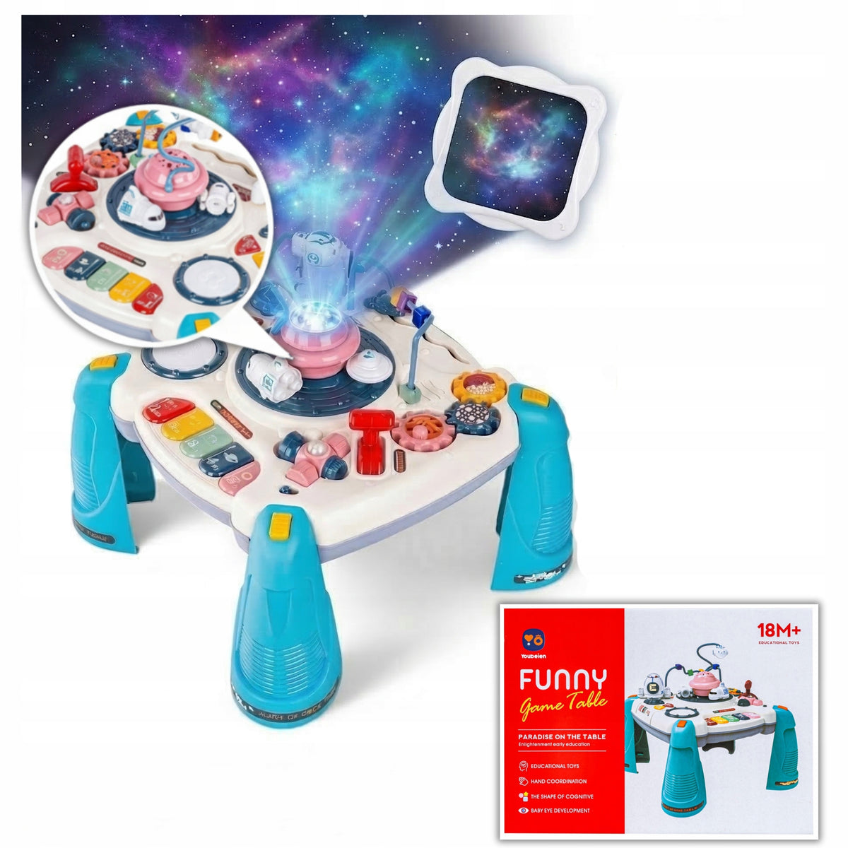 Educational Interactive Table Projector Kids 2in1 SPACE Blue