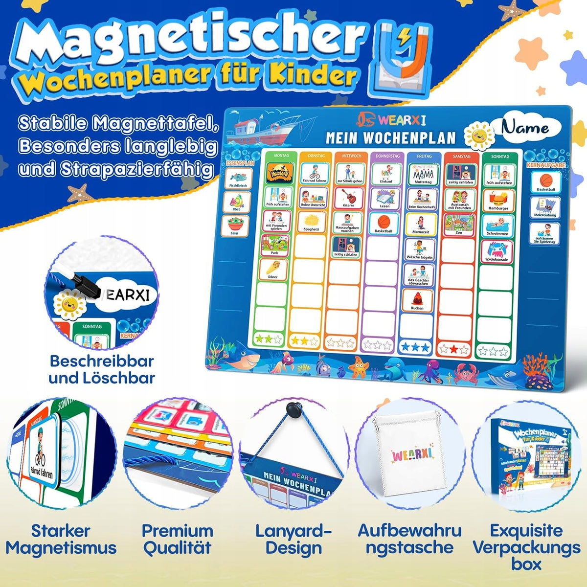 Educational Magnetic Board + 304 Magnets Weekly Planner For Kids EAN (GTIN) 6938245042988