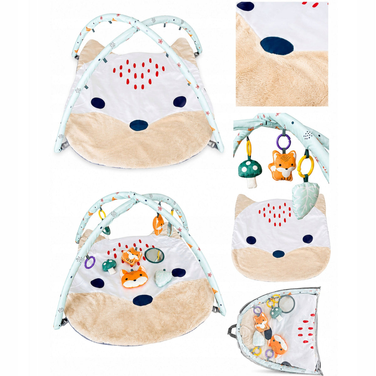 Educational Mat Soft Interactive White Fox Filling Cotton 5 Toys Manufacturer code Mata edukacyjna dla niemowląt 6477