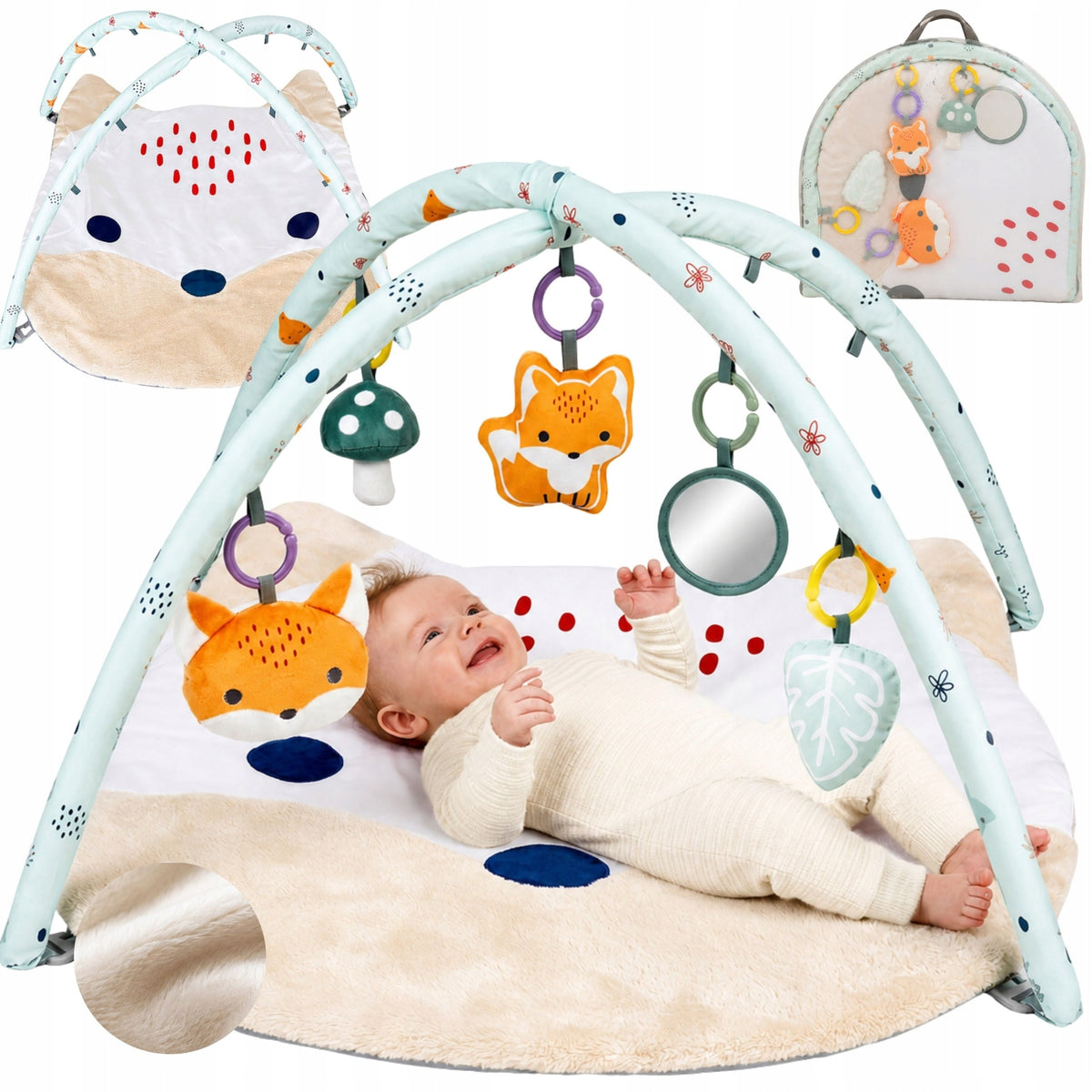 Educational Mat Soft Interactive White Fox Filling Cotton 5 Toys