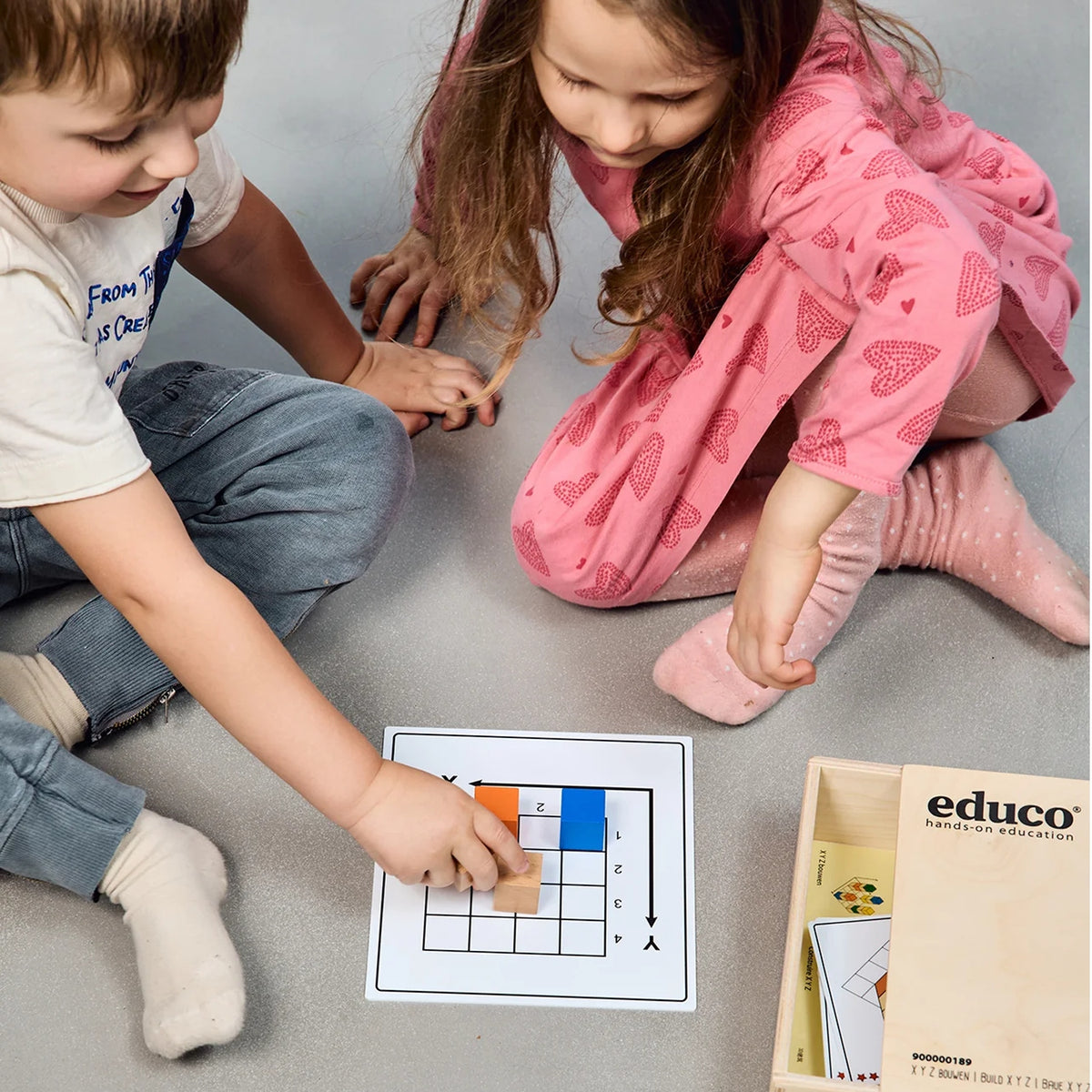 Educational Math Game for Kids +4 Wooden Blocks XYZ Montessori Packaging status original