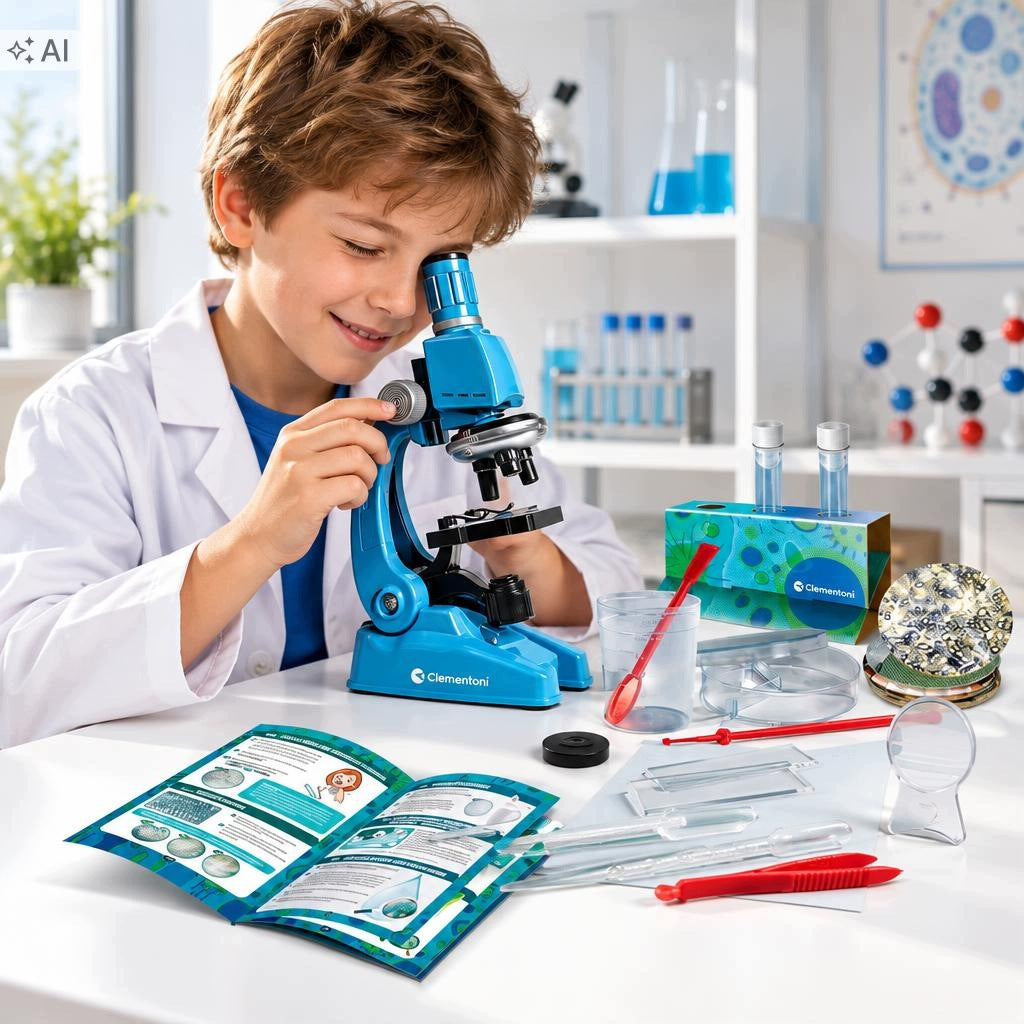 Educational Microscope Set of 50 Experiments LED Lighting Polish 8+ Packaging status original