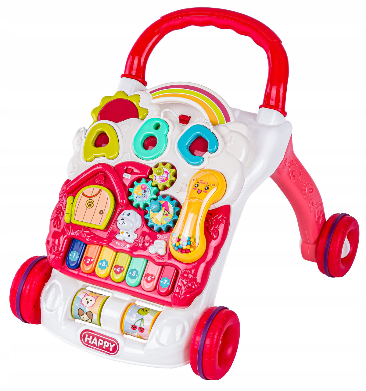 Educational PUSHER for children INTERACTIVE WALKER Ride-on Musical Piano Color red