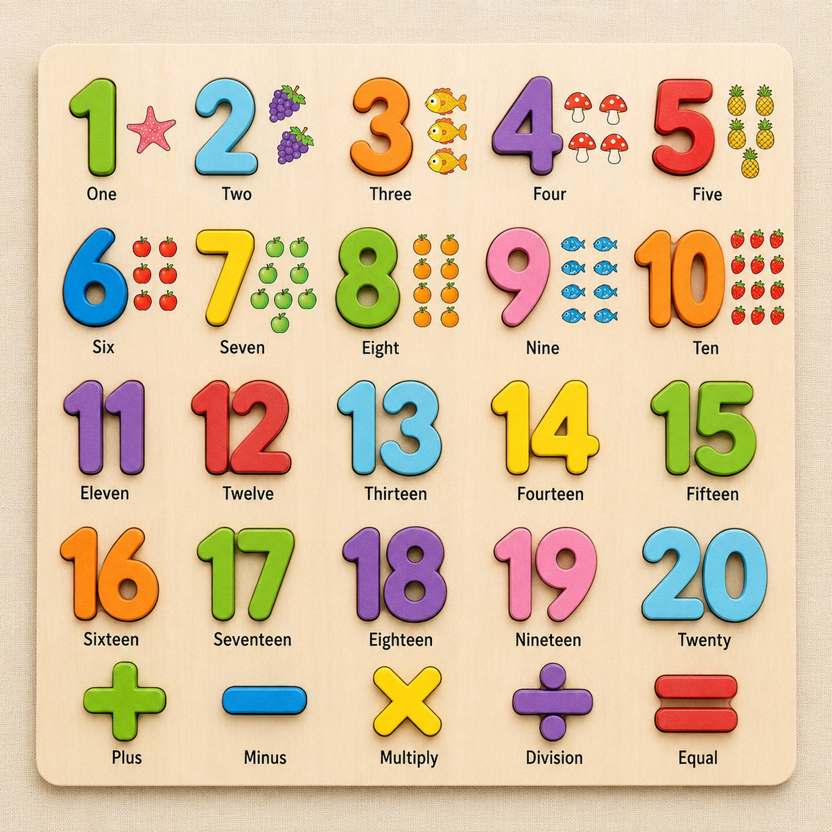 Educational Puzzle Wooden Numbers Learning to Count up to 20 Puzzles 3 Years+ Manufacturer code Cyferki